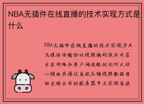 NBA无插件在线直播的技术实现方式是什么